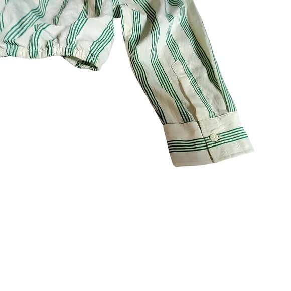 Future Collective Green & White Striped Button-Up  front closure Cropped Shirt L - Picture 11 of 11
